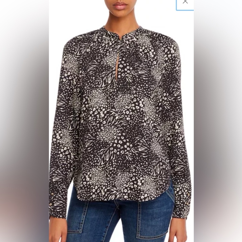 Joie Black and White Abstract Print Blouse